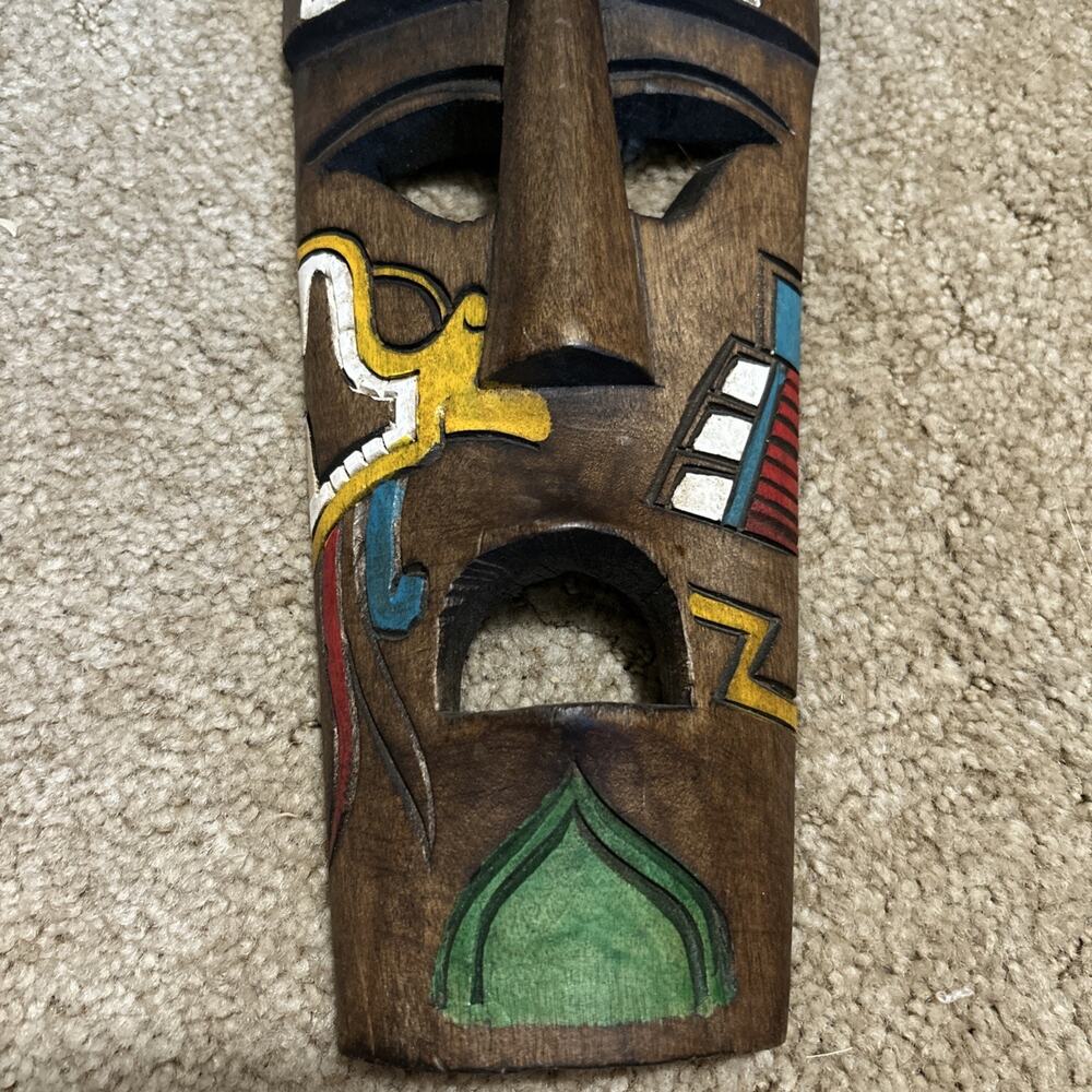 Vintage Denver Broncos Wood Wall Tiki Art Decor Wood Carved Hand Painted Origina - Picture 3 of 6
